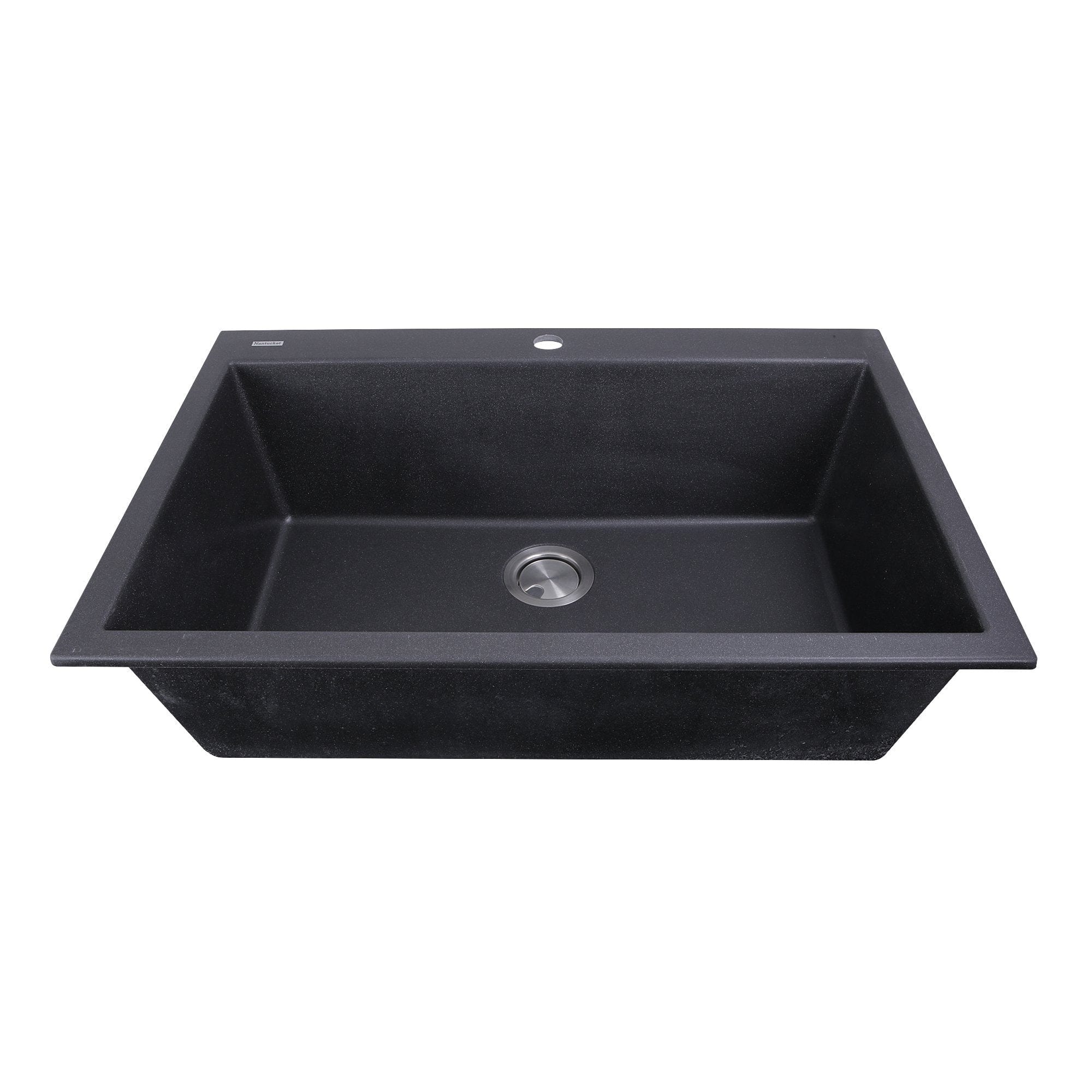 Nantucket 33" Dual-mount Granite Composite Sink in Black - PR3322-DM-BL