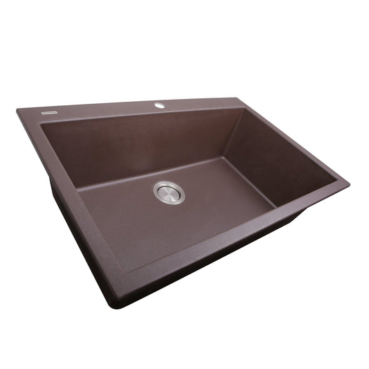 Nantucket 33" Dual-mount Granite Composite Sink in Brown - PR3322-DM-BR