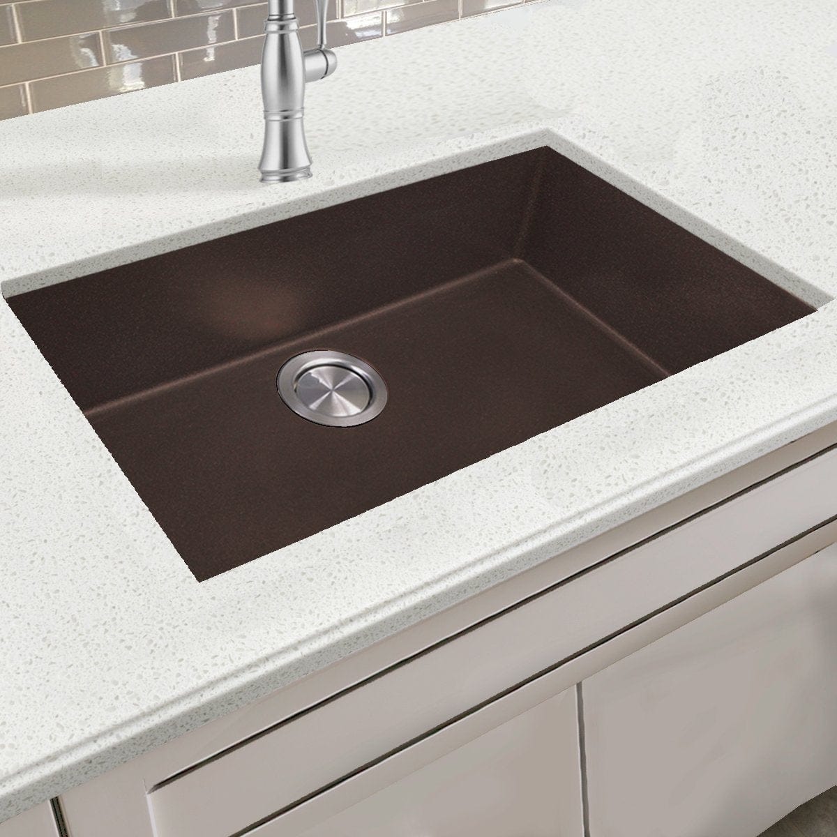 Nantucket 33" Dual-mount Granite Composite Sink in Brown - PR3322-DM-BR