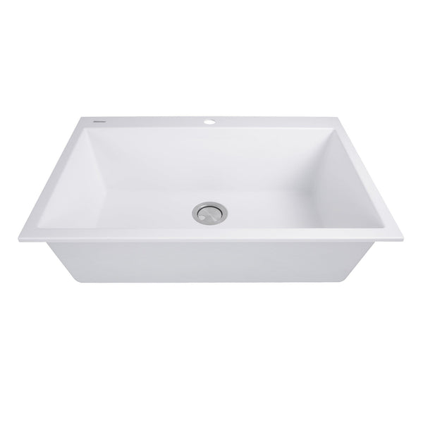 Nantucket 33 Dual-mount Granite Composite Sink in White - PR3322-DM-W