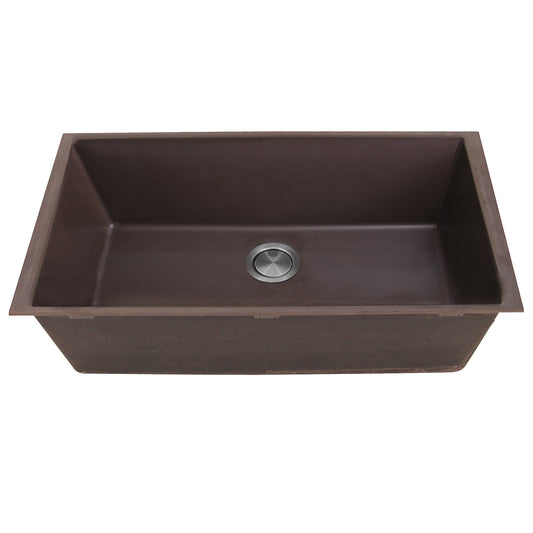 Nantucket 33" Undermount Granite Composite Kitchen Sink Brown showcasing deep brown color, perfect for traditional kitchen design.