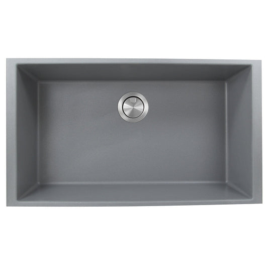 Nantucket 33" Undermount Granite Composite Kitchen Sink Titanium in metallic gray finish, showcasing sleek design and functionality.