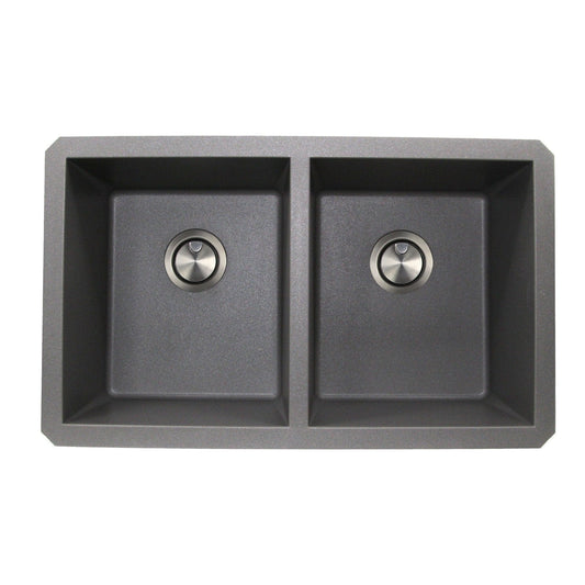 Nantucket 50/50 Double Bowl Undermount Granite Composite Titanium - PR5050-LDTI kitchen sink, top view, dual bowls