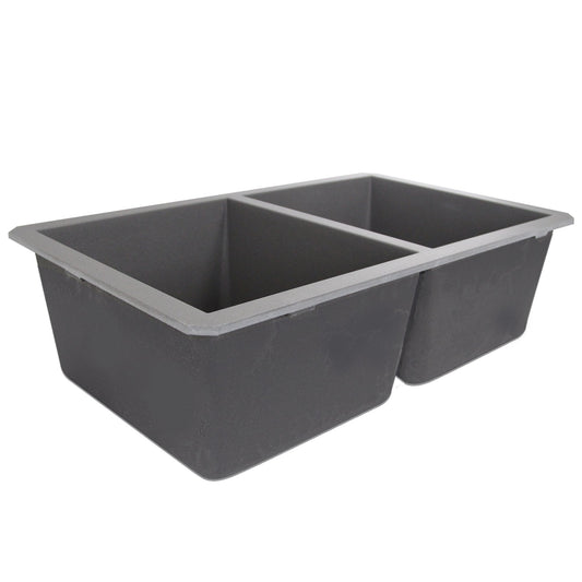 Nantucket 50/50 Double Bowl Undermount Granite Composite Titanium - PR5050-LDTI sink with dual compartments.