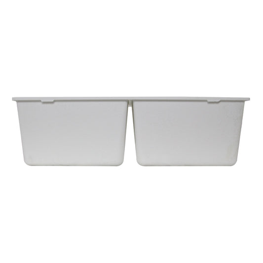 Nantucket 50/50 Double Bowl Undermount Granite Composite White - PR5050-LDW side view of the sink's equal bowl design