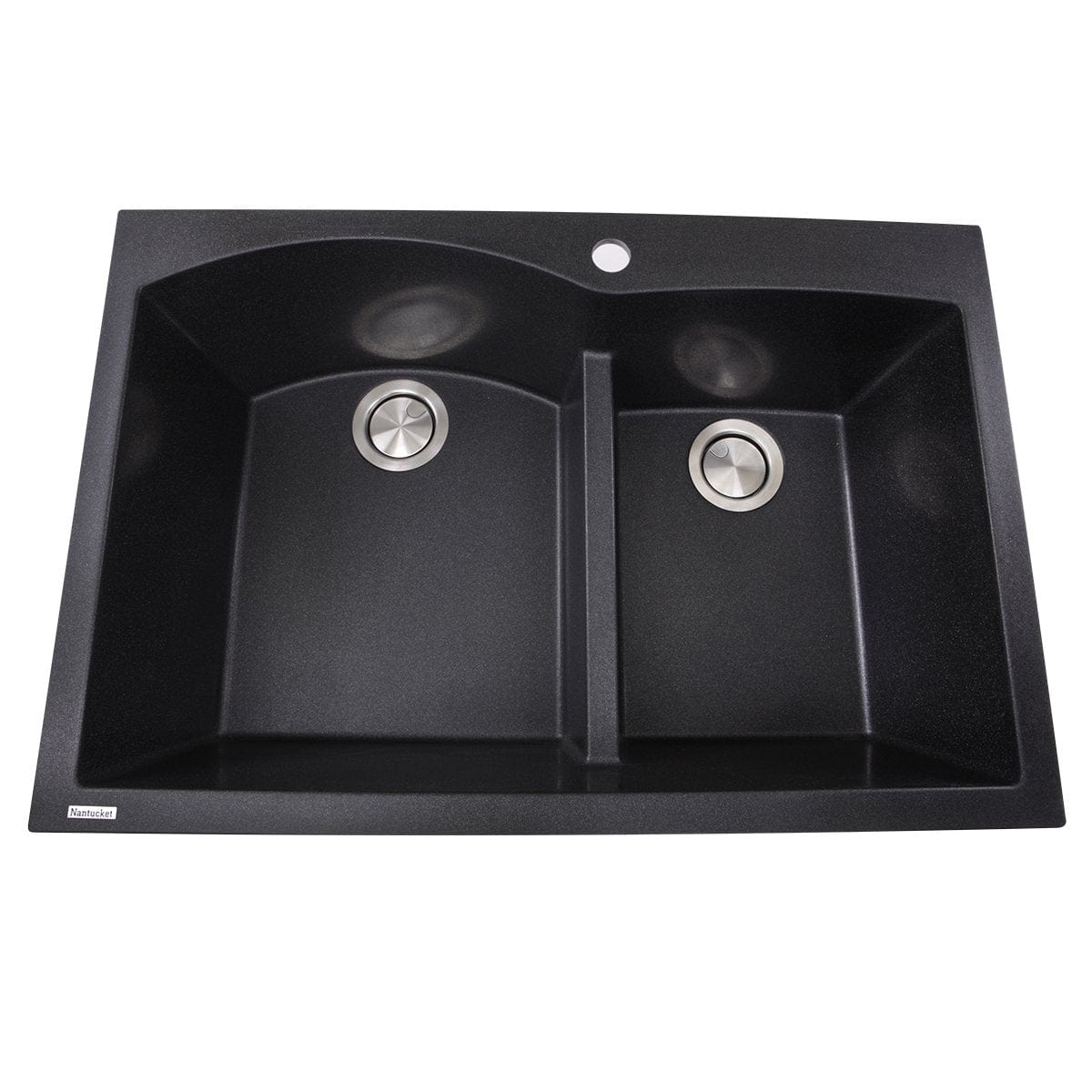 Nantucket 60/40 Double Bowl Dual-mount Granite Composite Black - PR6040-BL - Manor House Sinks