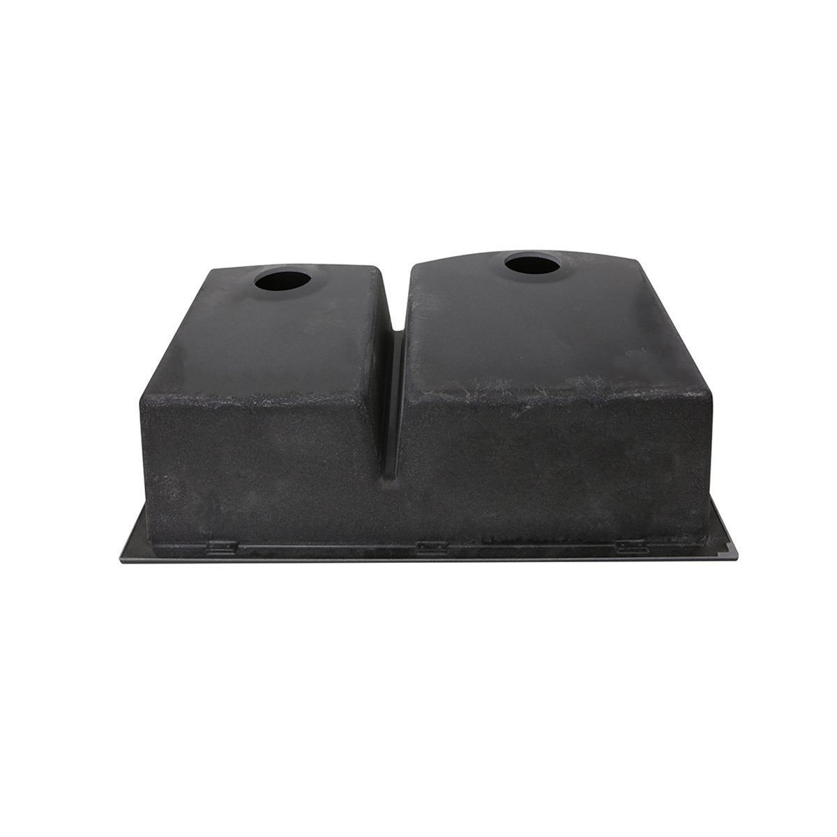 Nantucket 60/40 Double Bowl Dual-mount Granite Composite Black - PR6040-BL sink with dual bowls and low divider.