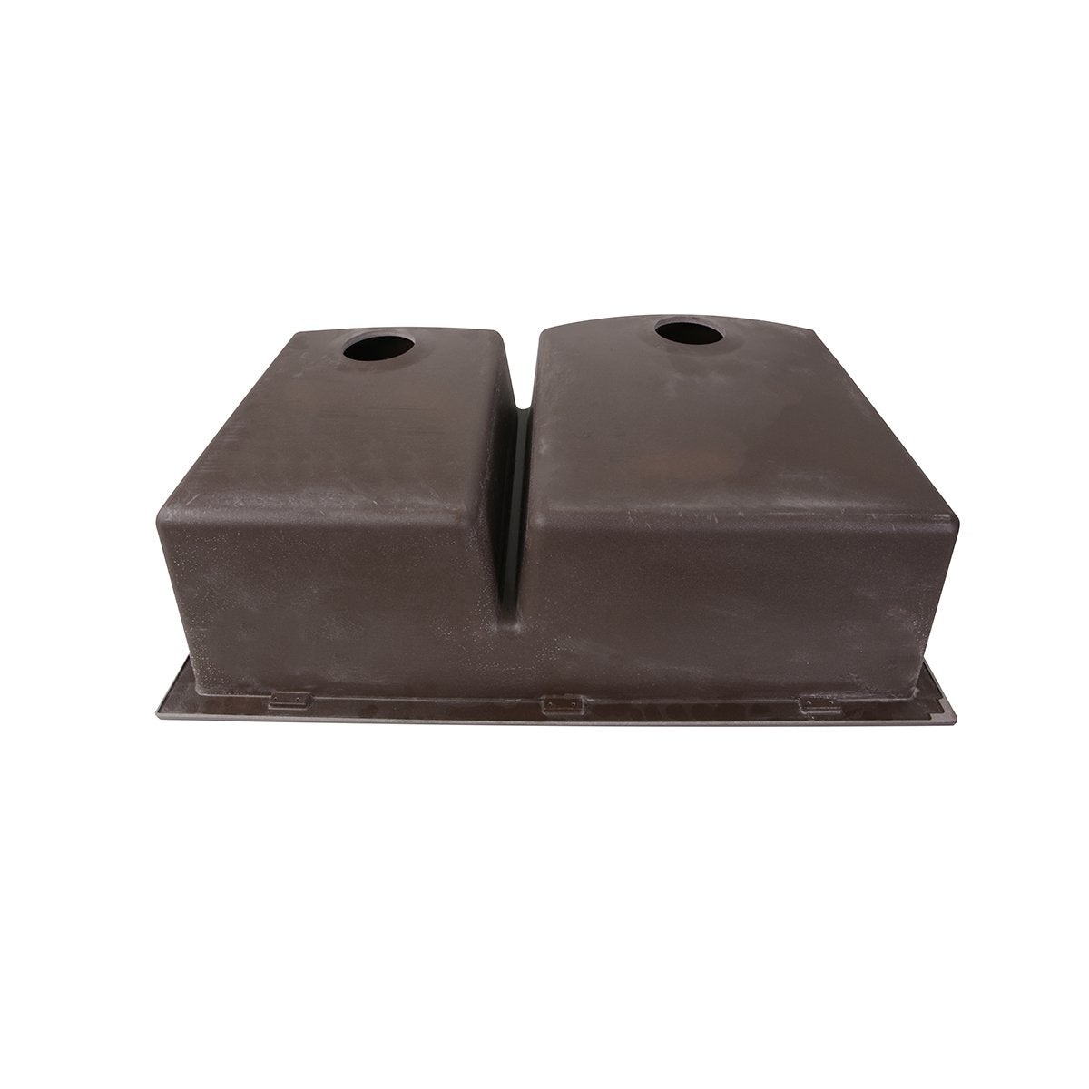 Nantucket 60/40 Double Bowl Dual-mount Granite Composite Brown - PR6040-BR top view with dual sink holes.