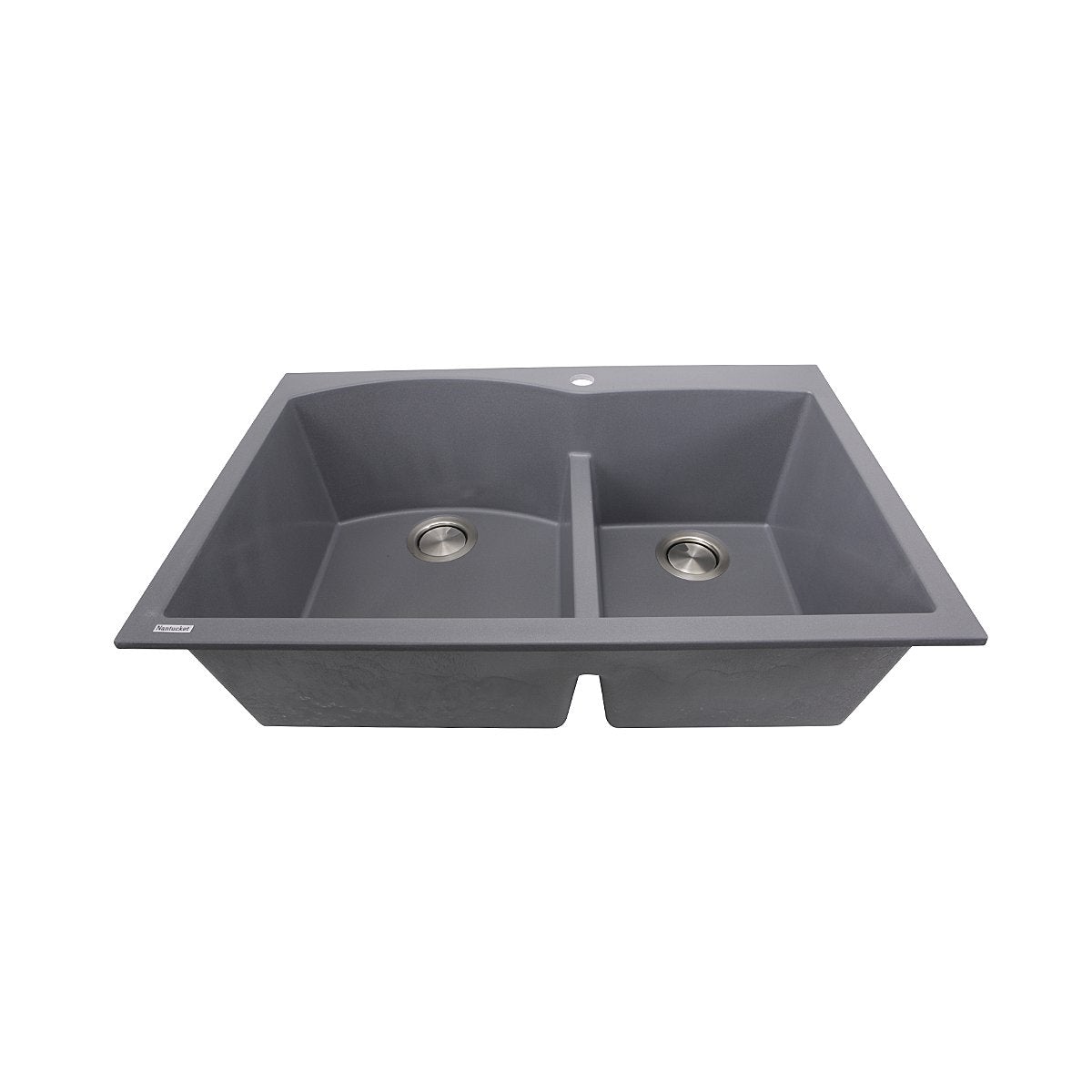 Nantucket 60/40 Double Bowl Dual-mount Granite Composite Titanium - PR6040-TI in grey.