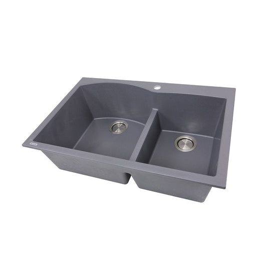 Nantucket 60/40 Double Bowl Dual-mount Granite Composite Titanium - PR6040-TI grey kitchen sink image