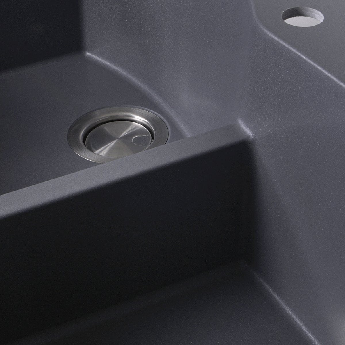 Nantucket 60/40 Double Bowl Dual-mount Granite Composite Titanium - PR6040-TI close-up of sink basin