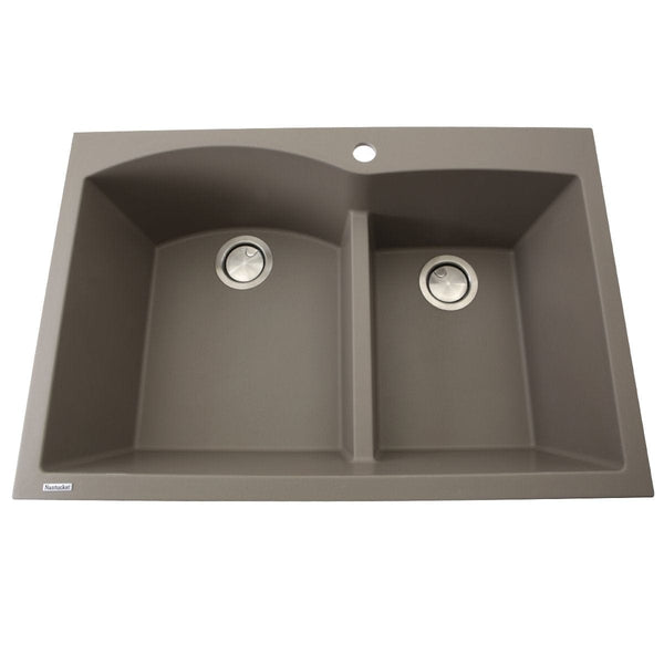 Nantucket 60/40 Double Bowl Dual-mount Granite Composite Truffle - PR6040-TR