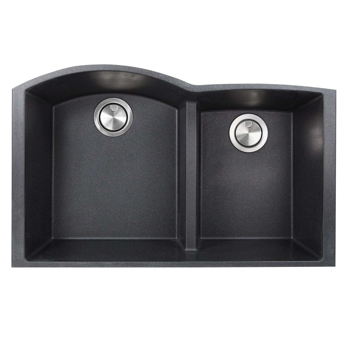 Nantucket 60/40 Double Bowl Undermount Granite Composite Black - PR6040-BL-UM sink showcasing double bowl design.