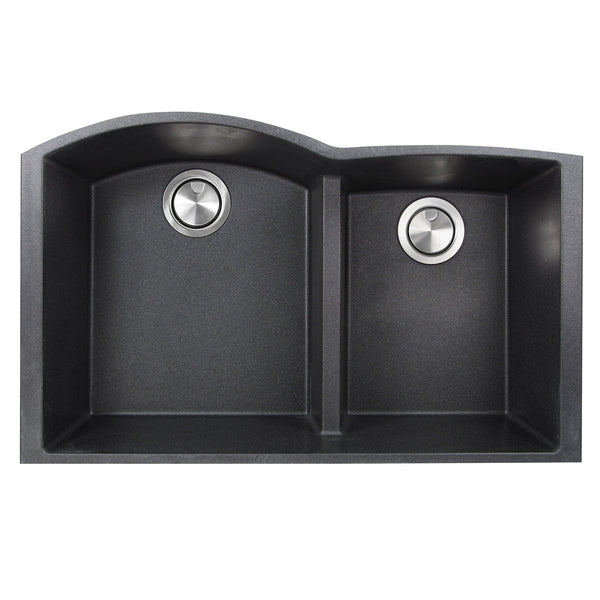 Nantucket 60/40 Double Bowl Undermount Granite Composite Black - PR6040-BL-UM