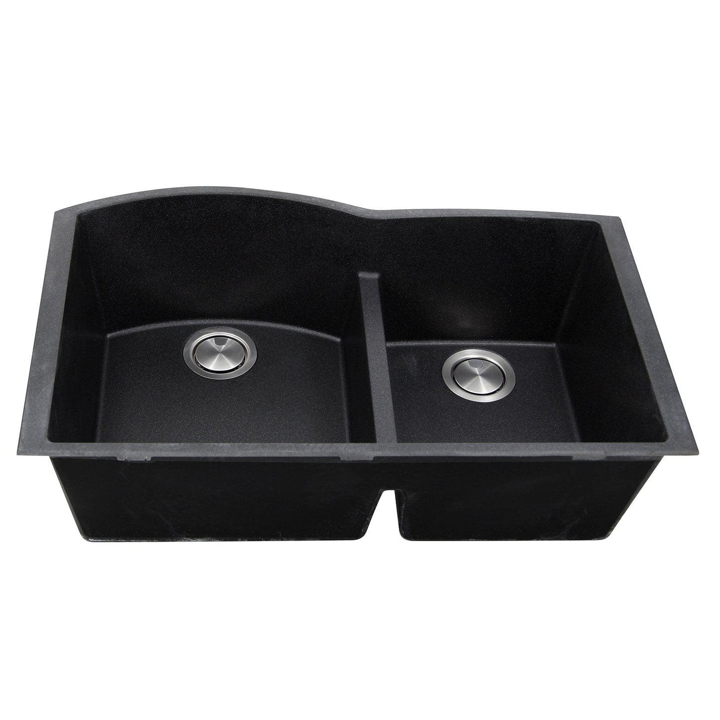 Nantucket 60/40 Double Bowl Undermount Granite Composite Black - PR6040-BL-UM kitchen sink shown in top view.