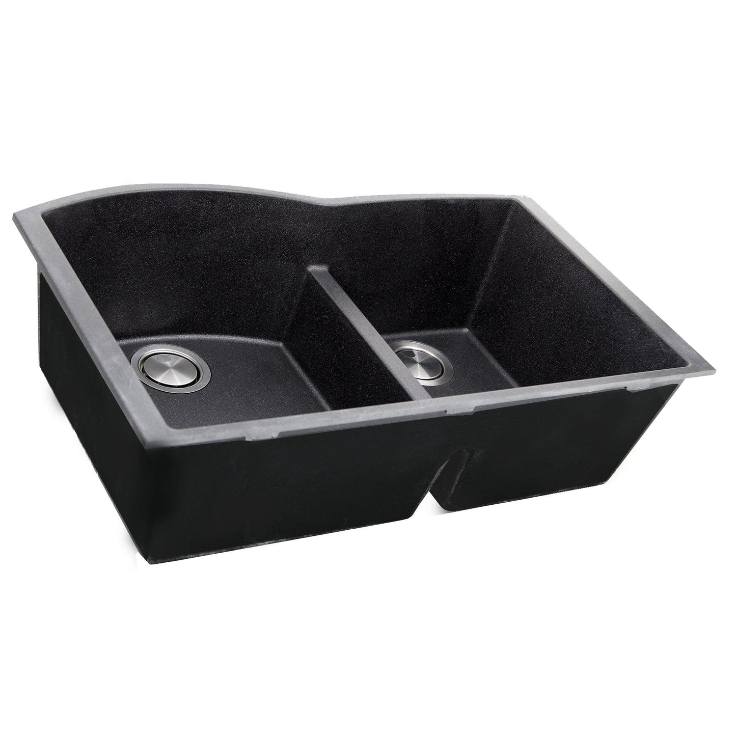Nantucket 60/40 Double Bowl Undermount Granite Composite Black - PR6040-BL-UM features sleek black design and durable construction.