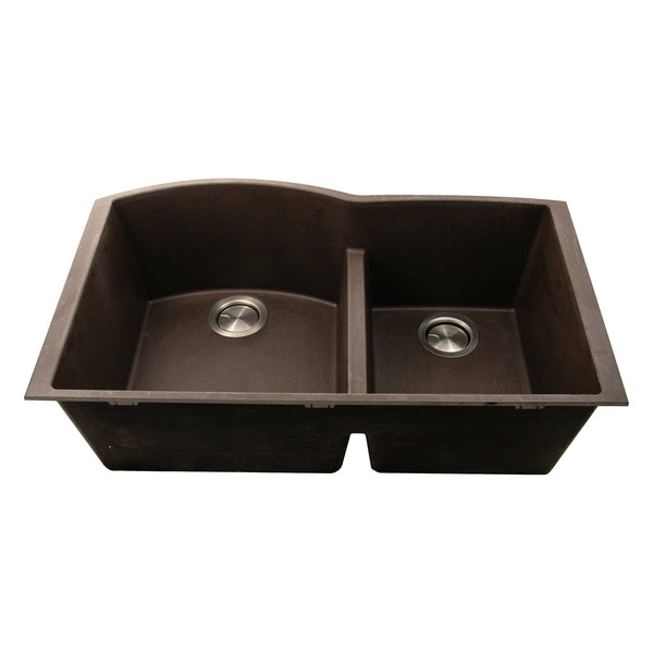 Nantucket 60/40 Double Bowl Undermount Granite Composite Brown - PR6040-BR-UM