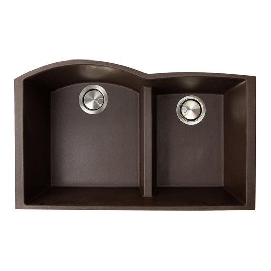 Nantucket 60/40 Double Bowl Undermount Granite Composite Brown - PR6040-BR-UM