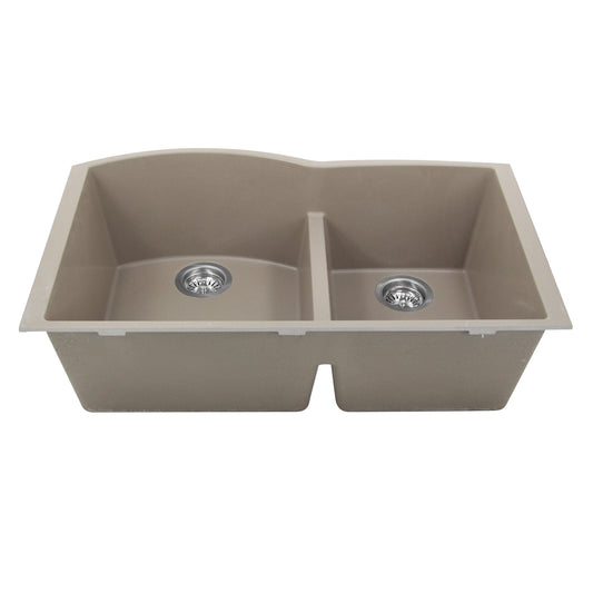 Nantucket 60/40 Double Bowl Undermount Granite Composite Truffle - PR6040-TR-UM, showcasing a sleek dual-bowl design.