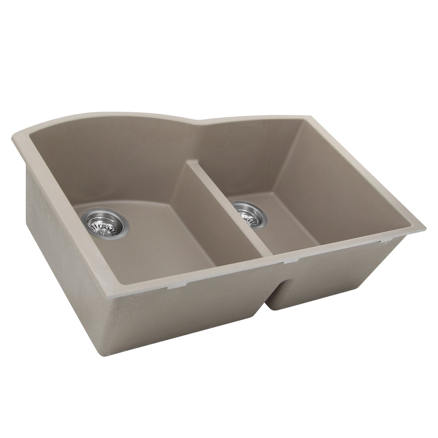 Nantucket 60/40 Double Bowl Undermount Granite Composite Truffle - PR6040-TR-UM kitchen sink view from top