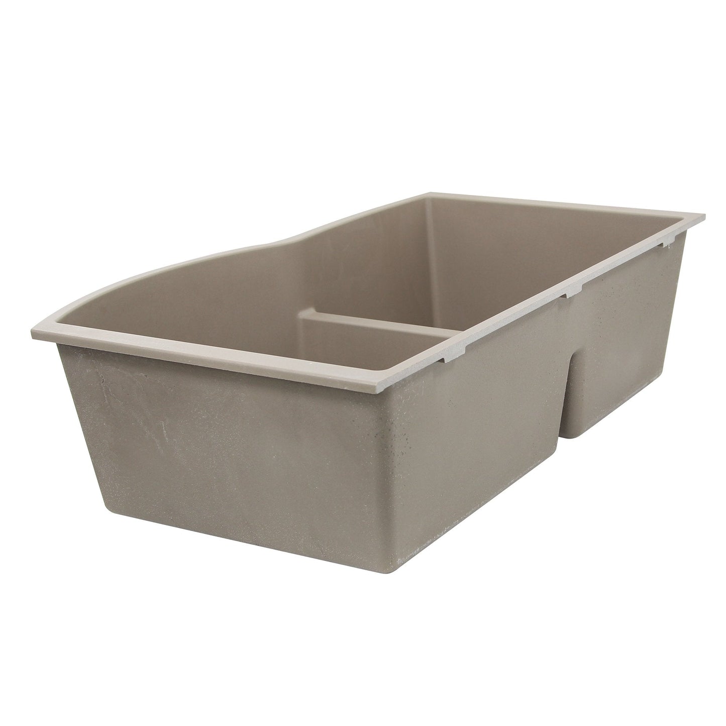 Nantucket 60/40 Double Bowl Undermount Granite Composite Truffle - PR6040-TR-UM sink in a light gray finish.