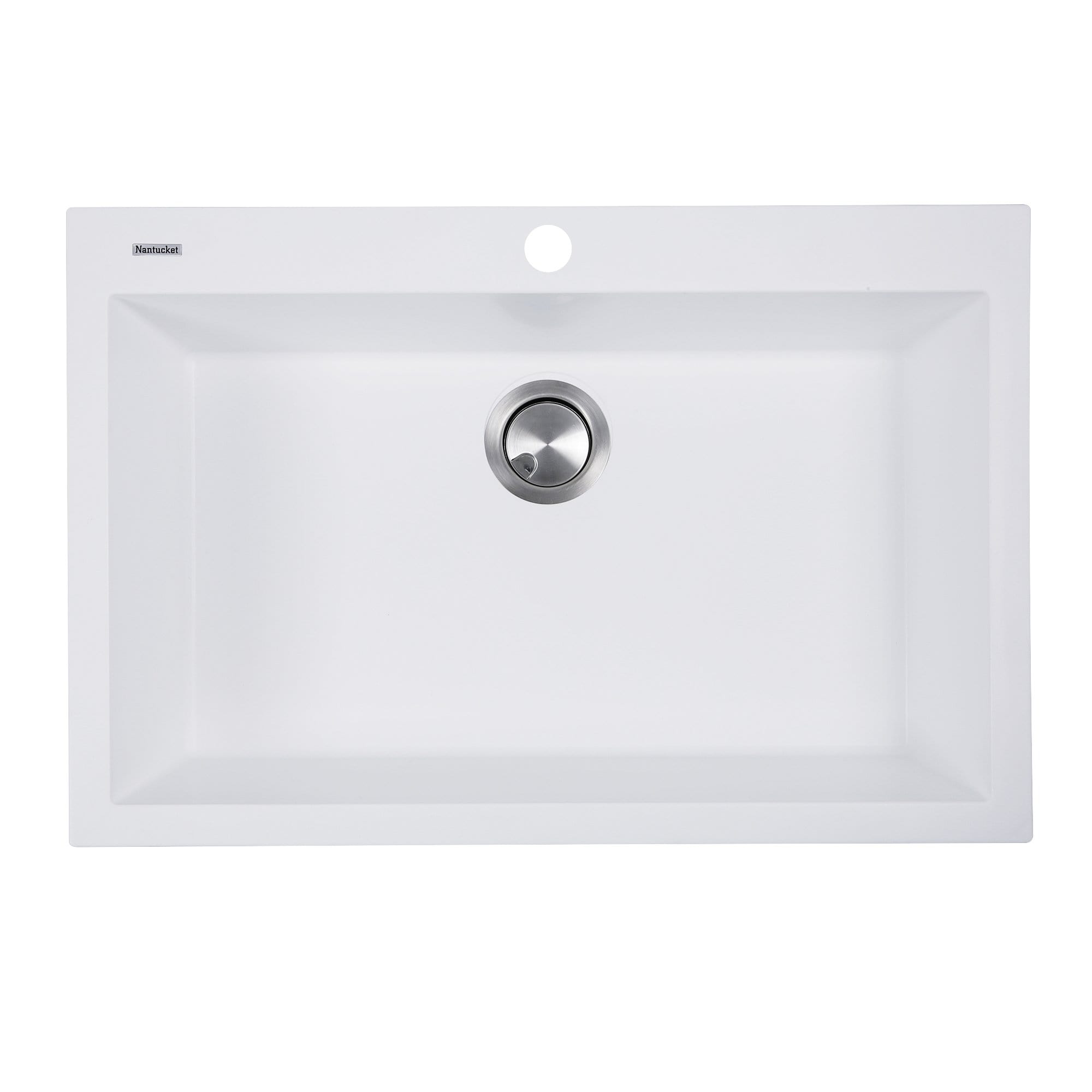 Nantucket Large Single Bowl Dual-mount Granite Composite White - PR3020-DM-W