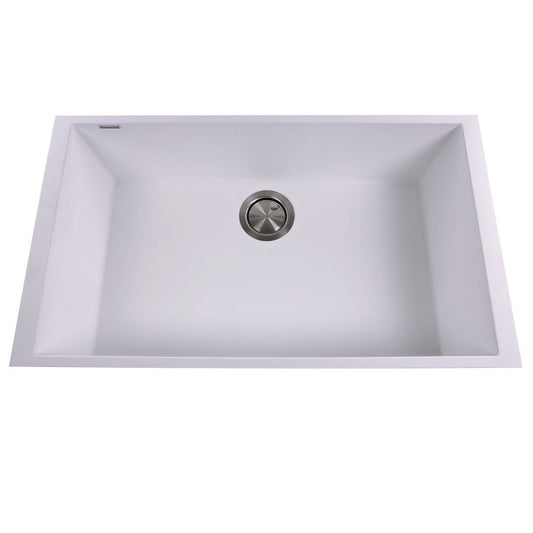 Nantucket Large Single Bowl Undermount Granite Composite White with seamless design and spacious interior.
