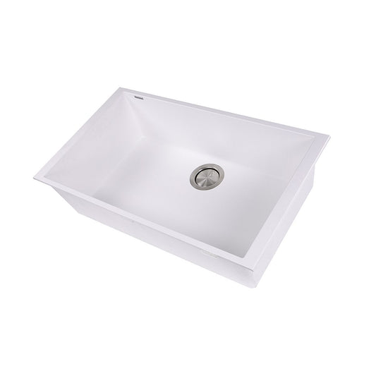 Nantucket Large Single Bowl Undermount Granite Composite White - PR3018-W