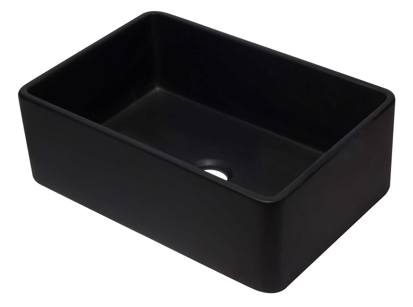 ALFI 30" Black Reversible Single Fireclay Farm Kitchen Sink AB3020SB-BM in matte black finish.