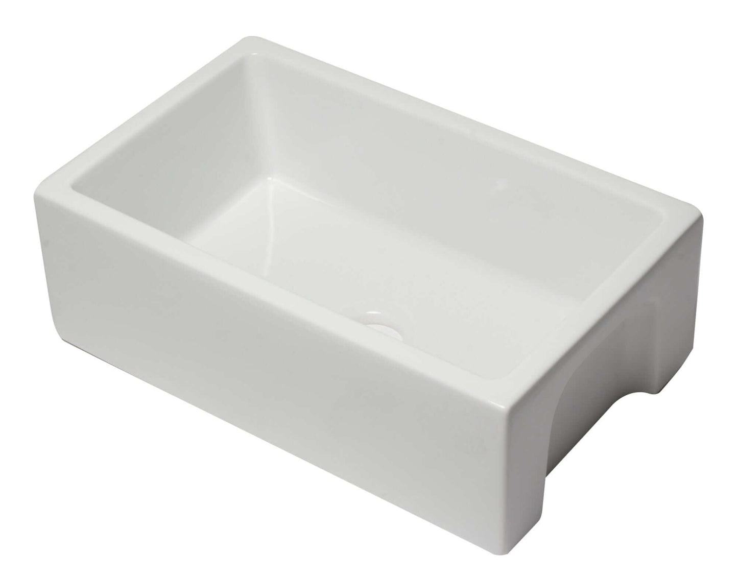 ALFI 30" White Reversible Fireclay Farmhouse Sink showcasing its classic white finish and reversible design.