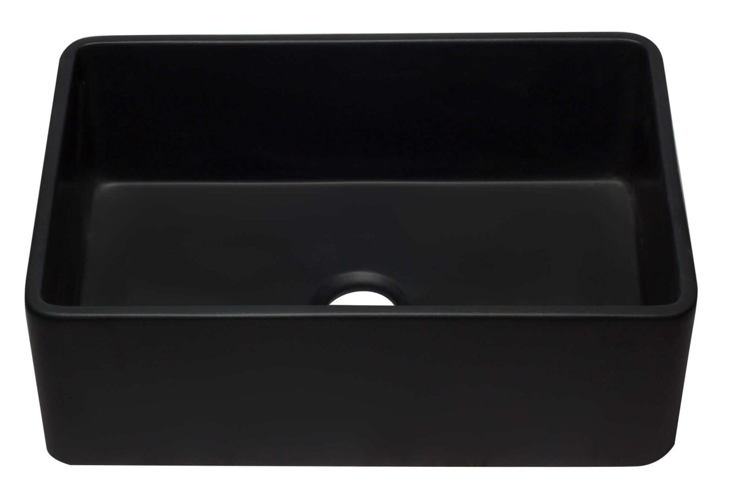 ALFI 30" Black Reversible Single Fireclay Farm Kitchen Sink AB3020SB-BM showcasing its sleek matte black design.
