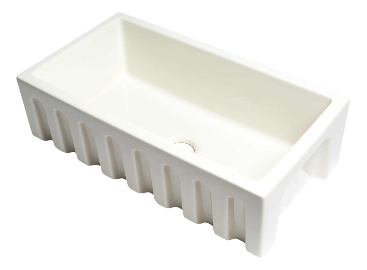 ALFI 33" Biscuit Reversible Fluted / Smooth Fireclay Farm Sink AB3318HS-B