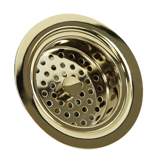 Nantucket 3.5" Polished Brass Kitchen Drain - 3.5 KDPB, premium polished brass finish.