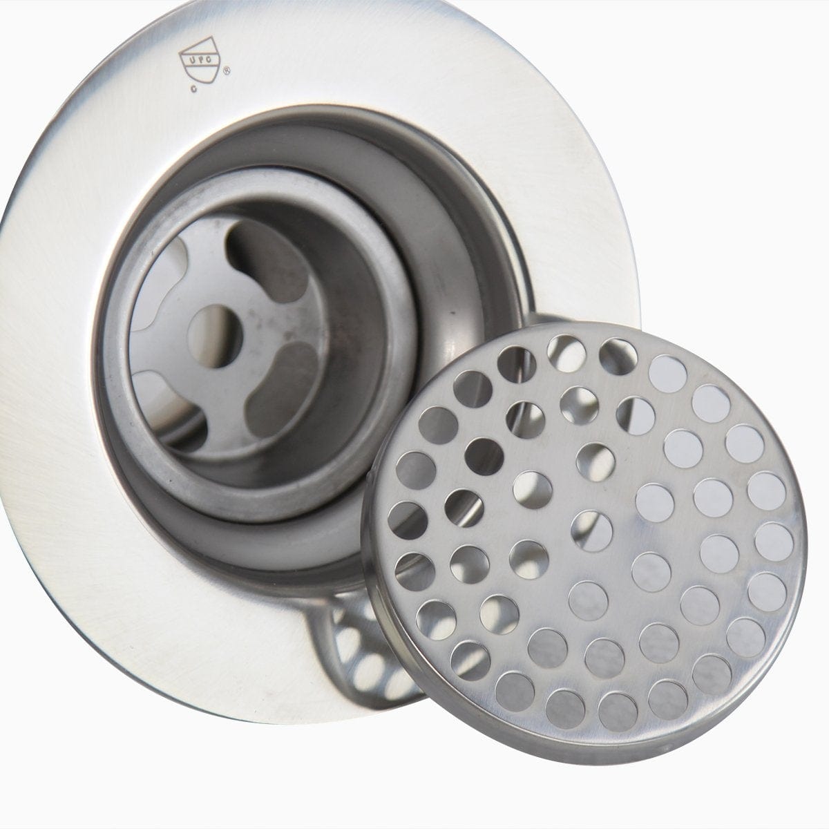 Nantucket 3" Utility Sink Grid Drain - 3CHGR featuring stainless steel construction and a perforated drain cover.