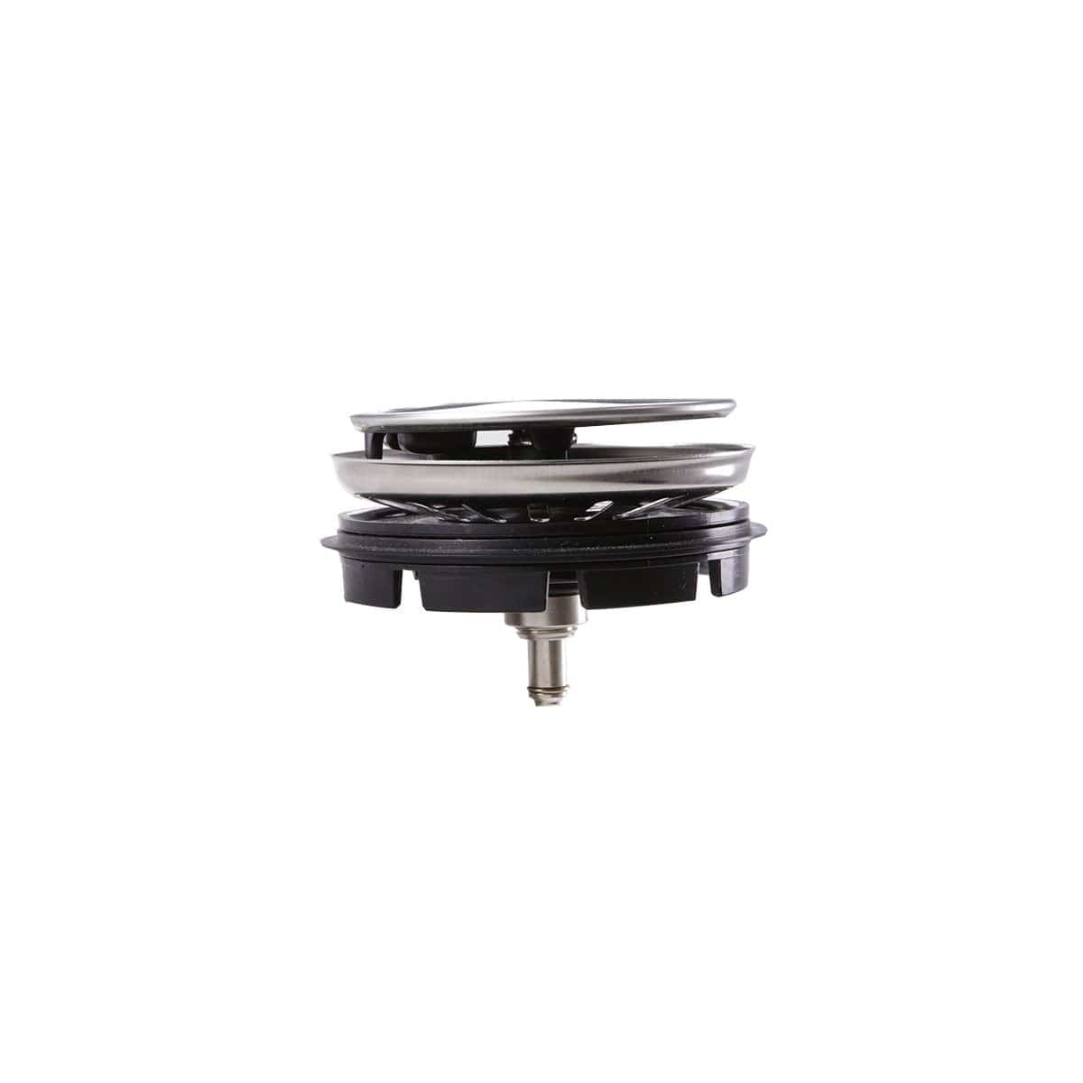 Nantucket Chrome Crumb Cup Disposal Drain Kitchen Drain - NS35LCC-DD image showing the innovative spring action lid design.