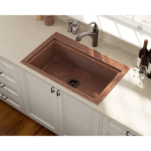 Polaris 31" Copper Single Bowl Dual-Mount Sink - P519 - Manor House Sinks