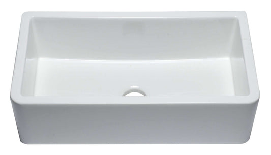 ALFI 33" White Smooth Apron Fireclay Farmhouse Sink showcasing its elegant design and durable construction.