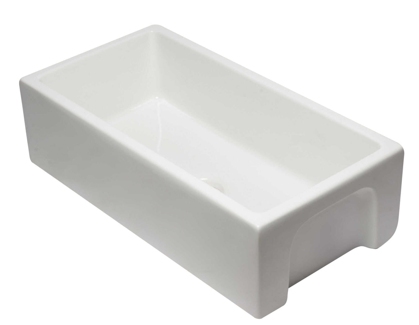 ALFI 36" White Reversible Smooth / Fluted Single Bowl Fireclay Farm Sink AB3618HS-W with a sleek design.