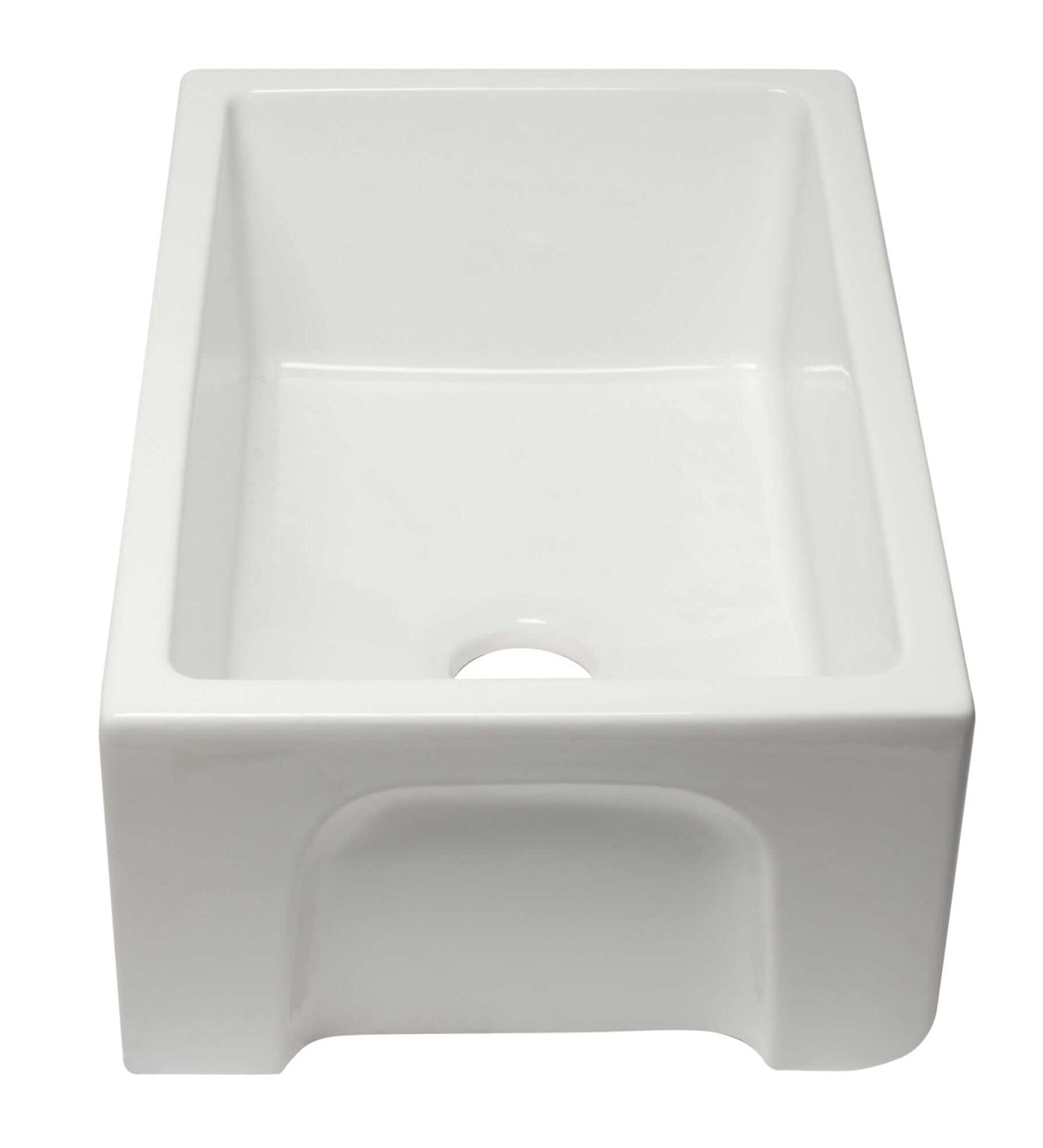 ALFI 30" White Reversible Fireclay Farmhouse Sink showcasing its classic white finish and modern design elements.