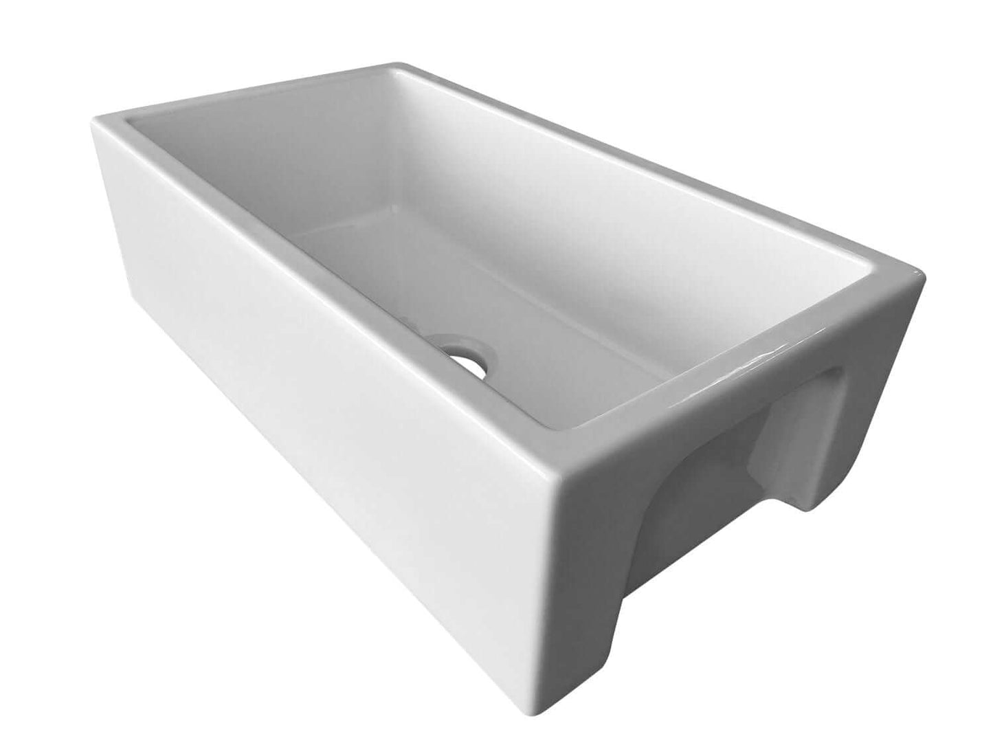 ALFI 33" Reversible Fluted / Smooth Single Bowl Fireclay Farm Sink AB3318HS-W pristine white finish