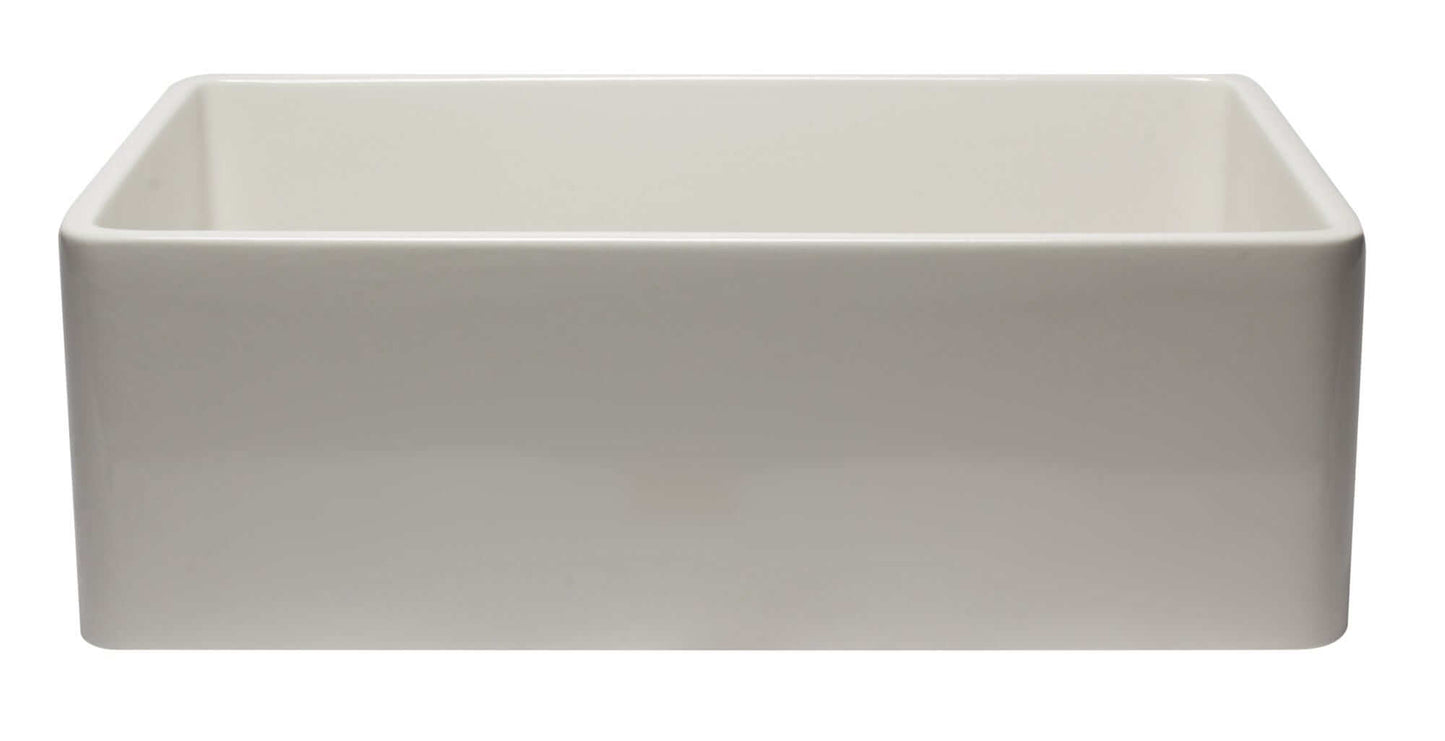 ALFI 30" Biscuit Reversible Single Fireclay Farm Kitchen Sink AB3020SB-B showcasing its elegant biscuit finish.