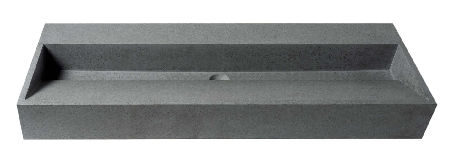 ALFI 48" Concrete Gray Matte Trough Bathroom Sink with sleek minimalist design and modern elegance.