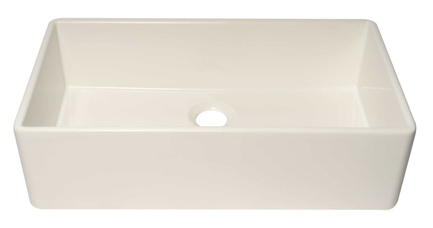 ALFI 36" Smooth Apron Single Bowl Fireclay Farm Sink AB536-W in pristine white finish