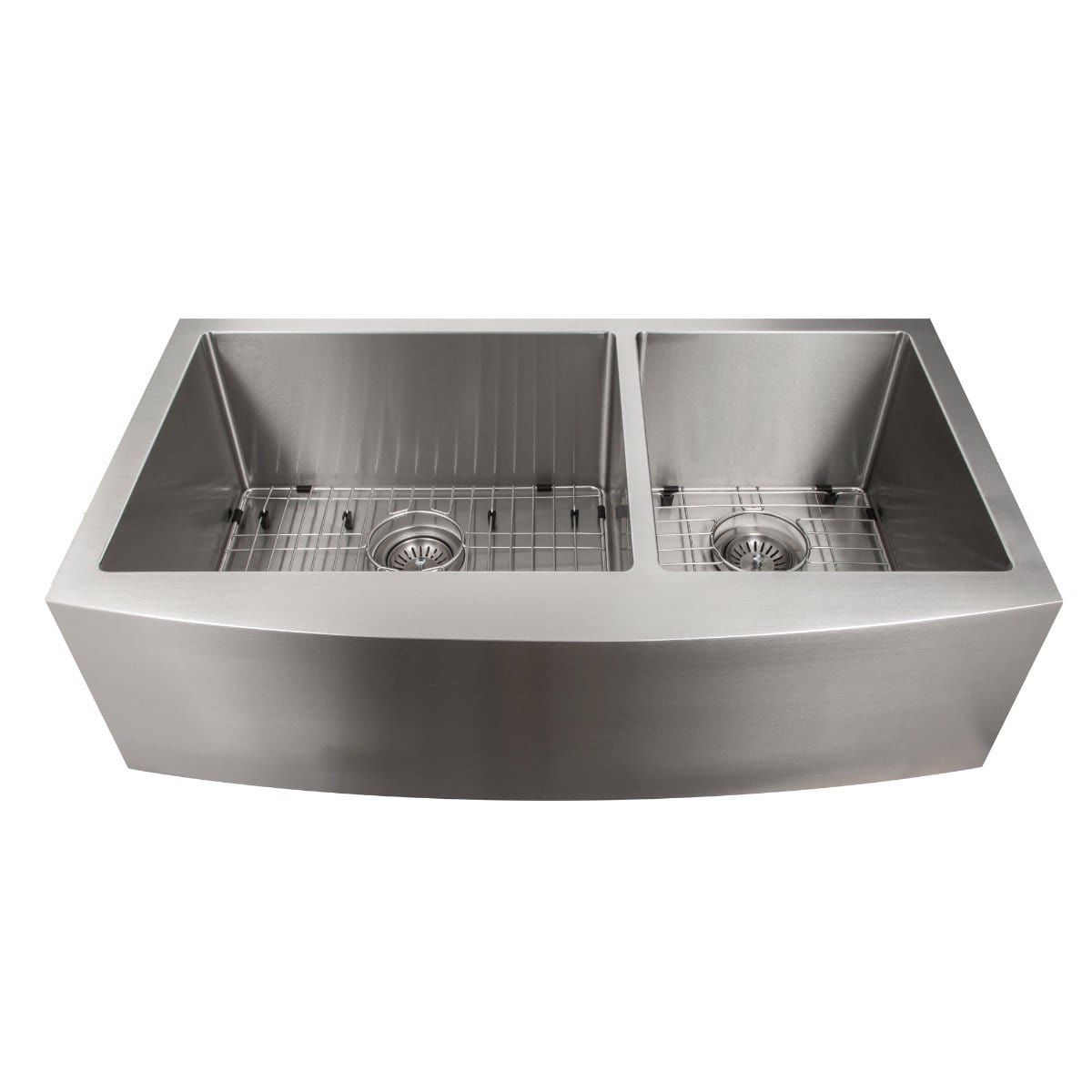 ZLINE Courchevel Farmhouse 36" Apron Mount Double Bowl Sink in Stainless Steel (SA60D-36) dual-basin kitchen sink.