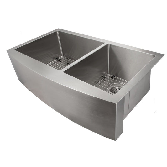 ZLINE Courchevel Farmhouse 36" Apron Mount Double Bowl Sink in Stainless Steel (SA60D-36) sleek design
