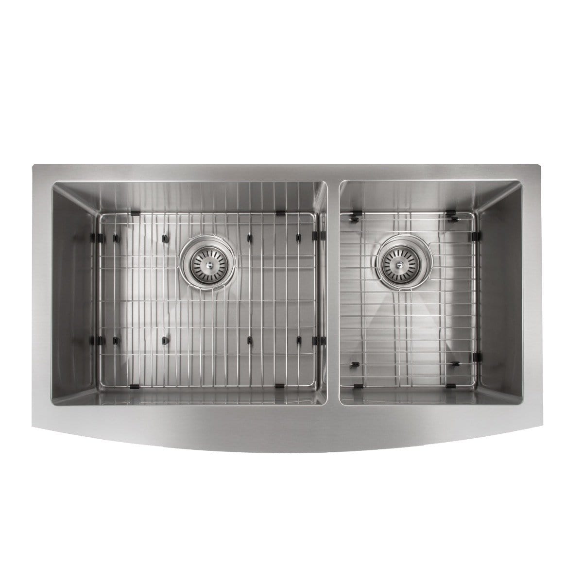 ZLINE Courchevel Farmhouse 36" Apron Mount Double Bowl Sink in Stainless Steel (SA60D-36) overhead view