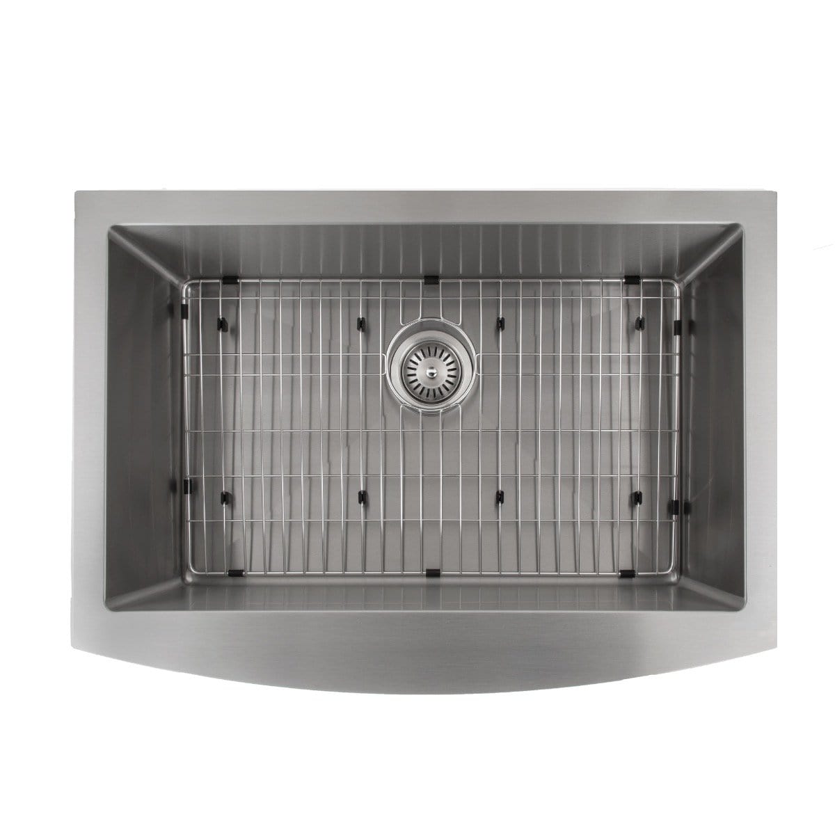 ZLINE Vail Farmhouse 33" Apron Mount Single Bowl Sink in Stainless Steel (SAS-33) with grid insert and drain.