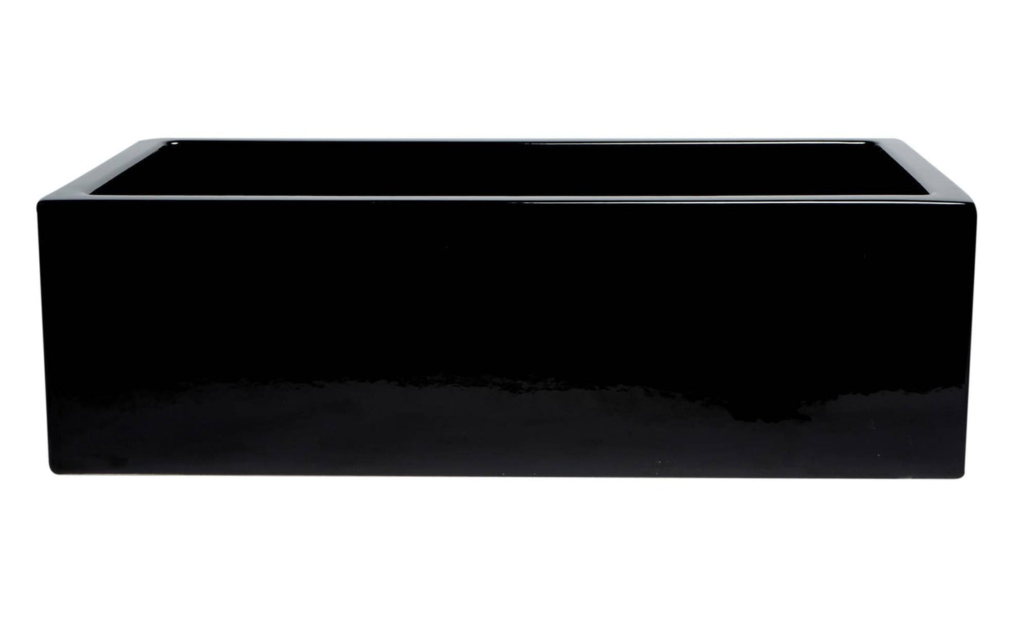 ALFI 33" Black Gloss Reversible Fluted / Smooth Fireclay Farm Sink AB3318HS-BG in sleek black finish