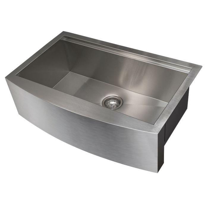 ZLINE Moritz Farmhouse 33" Undermount Single Bowl Sink in Stainless Steel with Accessories (SLSAP-33) view from above.