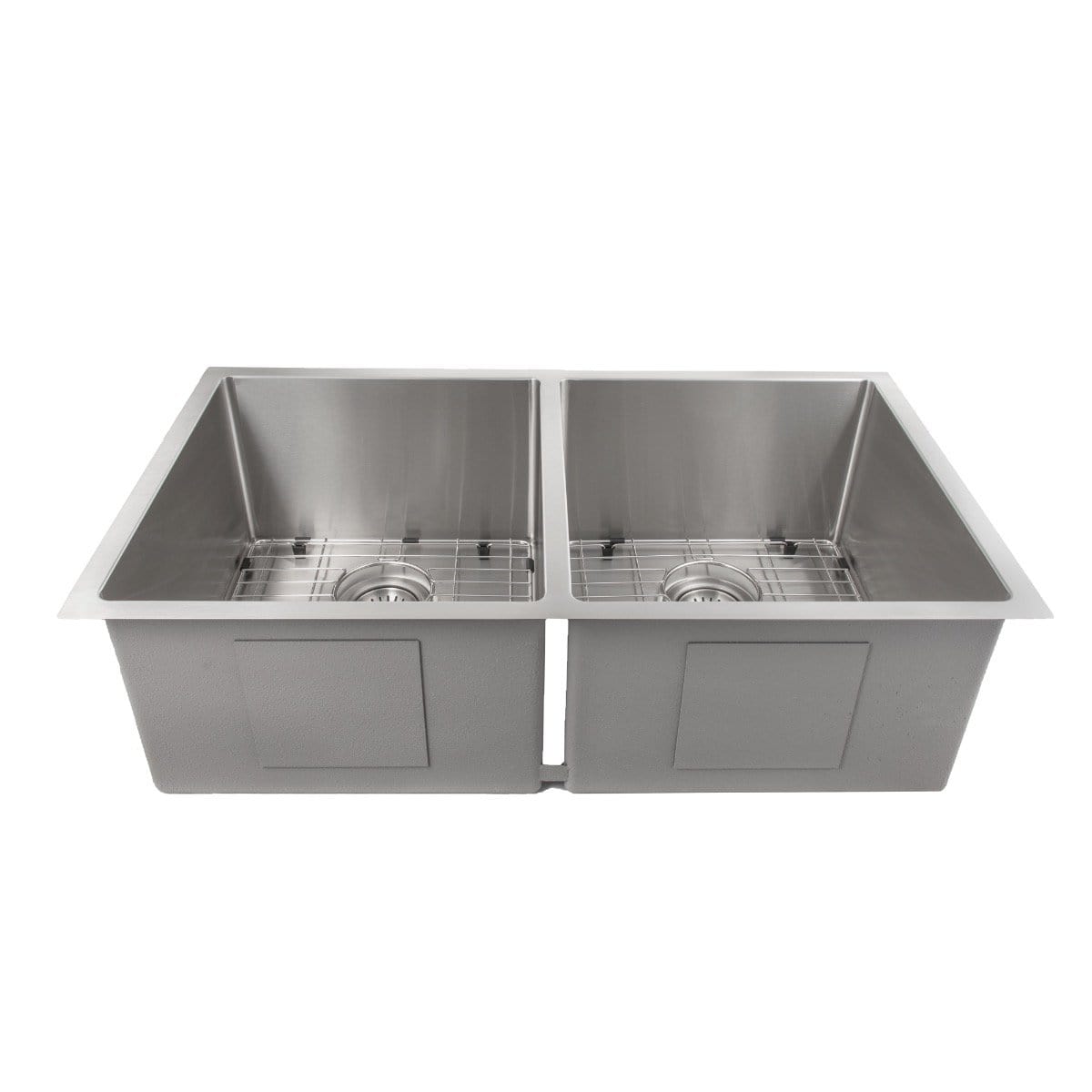ZLINE Anton 33" Undermount Double Bowl Sink in Stainless Steel (SR50D-33) showcasing dual-basin design and 16-gauge stainless steel.